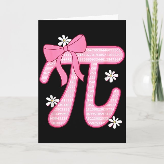 Funny Pi Day Spiral Pi Math Coquette Bow Pink Pi D Card (Front)