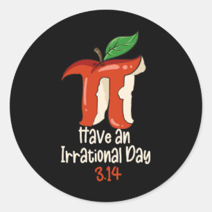 Funny Pi Day Symbol With Apple Decor Funny Math Te Classic Round Sticker