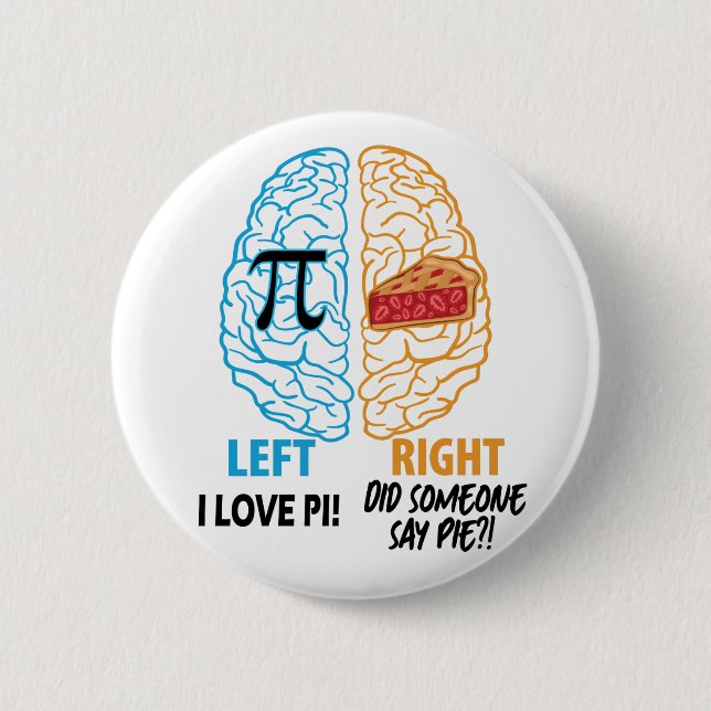 Funny Pi Left Brained Right Brained 6 Cm Round Badge (Front)
