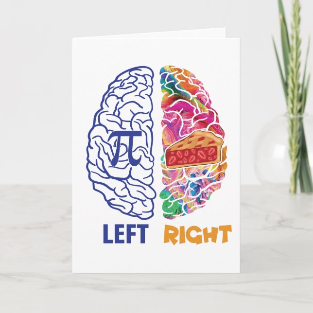 Funny Pi Left Brained Right Brained Holiday Card (Front)