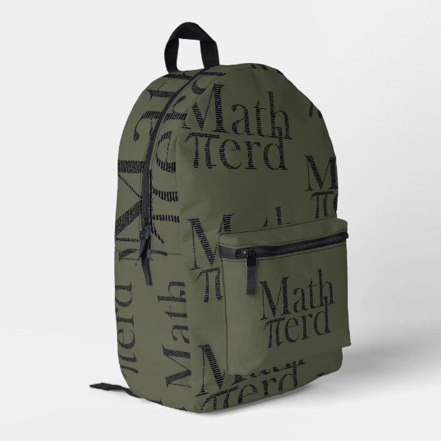 Funny Pi Math Nerd Science Teacher All Army Green Printed Backpack (Back Corner Left)