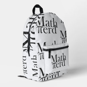 Funny Pi Math Nerd Science Teacher Black and White Printed Backpack