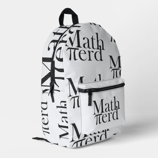 Funny Pi Math Nerd Science Teacher Black and White Printed Backpack (Back Corner Left)