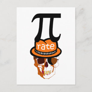 Funny pi pirate halloween postcard
