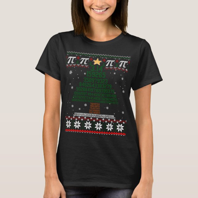 Funny Pi Tree Christmas Math Teacher Ugly Sweater (Front)