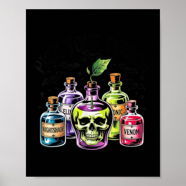 Funny Pick Your Poison Apple Halloween Gothic Prin Poster (Front)