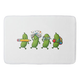 Funny Pickle Back to School Teacher Student Women Bath Mat