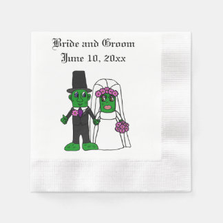 Funny Pickle Bride and Groom Wedding Cartoon Napkin