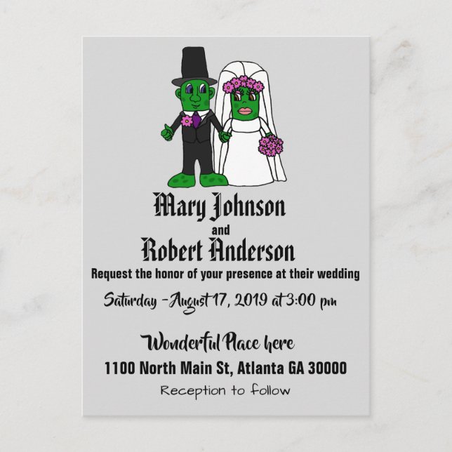 Funny Pickle Bride and Groom Wedding Invitation (Front)