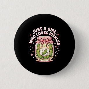 Funny pickle costume a girl who loves pickles 6 cm round badge
