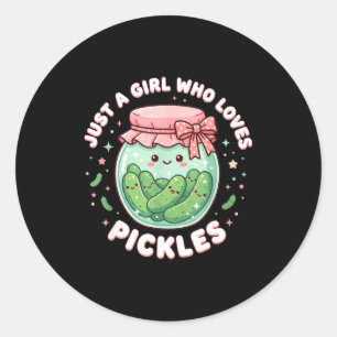 Funny pickle costume a girl who loves pickles classic round sticker