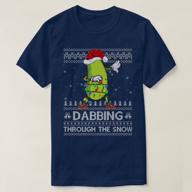 Funny Pickle Dabbing Through The Snow Ugly Pickle  T-Shirt (Design Front)