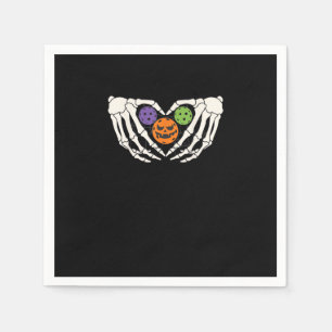 Funny Pickle Halloween Skeleton Hands Heart Pumpki Napkin