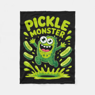 Funny pickle monster cartoon design fleece blanket