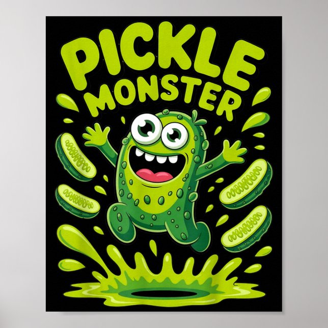 Funny pickle monster cartoon design  poster (Front)