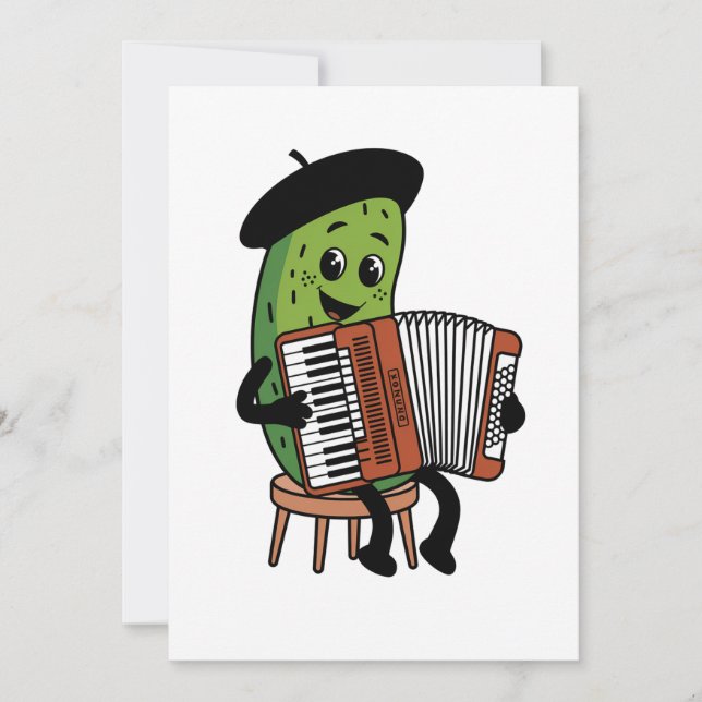 Funny Pickle Playing Accordion Design Thank You Card (Front)