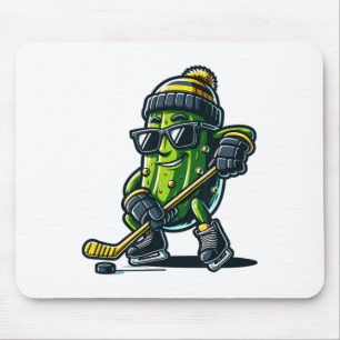 Funny Pickle Playing Hockey Sports Humor And Winte Mouse Pad
