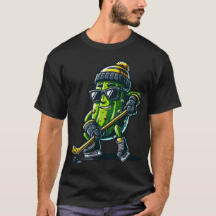Funny Pickle Playing Hockey Sports Humour And T-Shirt