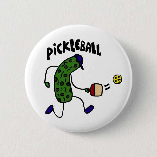 Funny Pickle Playing Pickleball 6 Cm Round Badge (Front)