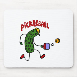 Funny Pickle Playing Pickleball Action Design Mouse Pad