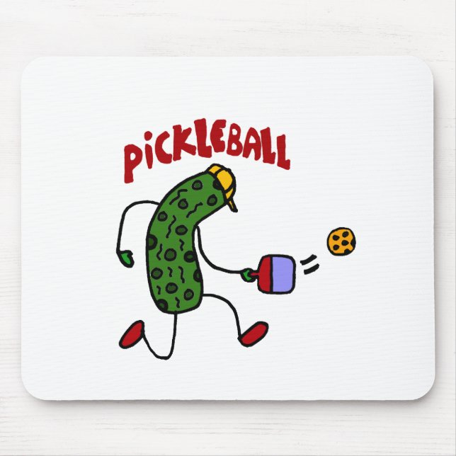 Funny Pickle Playing Pickleball Action Design Mouse Pad (Front)