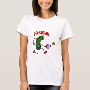 Funny Pickle Playing Pickleball Action Design T-Shirt