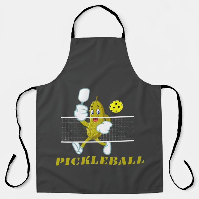 Funny Pickle Playing Pickleball  Apron (Front)