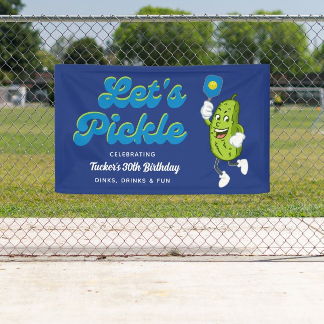 Funny Pickle Playing Pickleball Birthday Party Banner (Insitu)