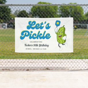 Funny Pickle Playing Pickleball Birthday Party Banner