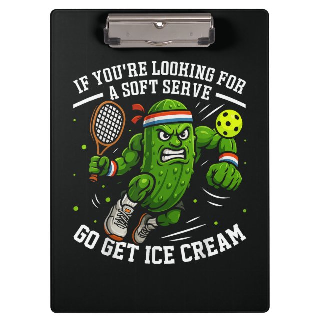 Funny Pickle Playing Pickleball Clipboard (Front)