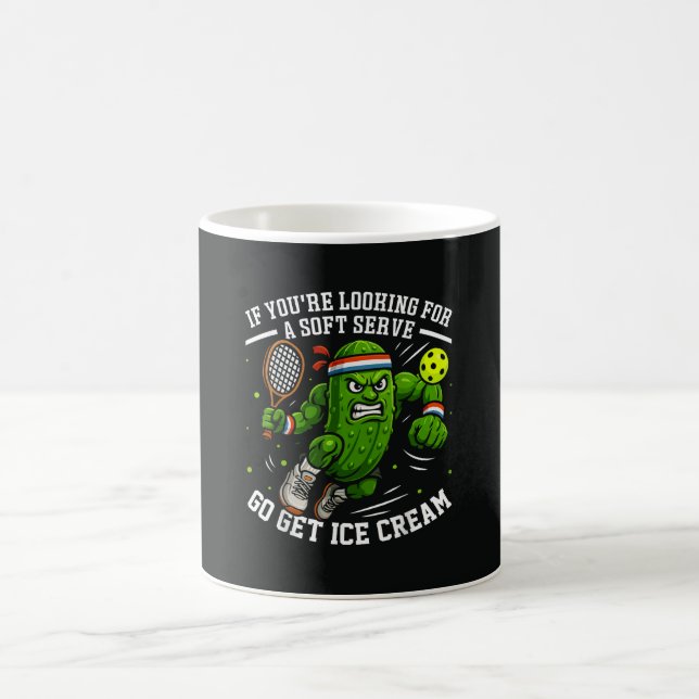 Funny Pickle Playing Pickleball Coffee Mug (Center)