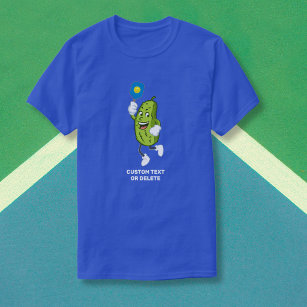Funny Pickle Playing Pickleball Custom Text T-Shirt