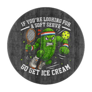 Funny Pickle Playing Pickleball Cutting Board