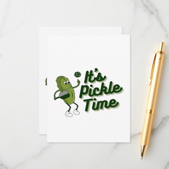 Funny Pickle Playing Pickleball  Enclosure Card (Front/Back In Situ)
