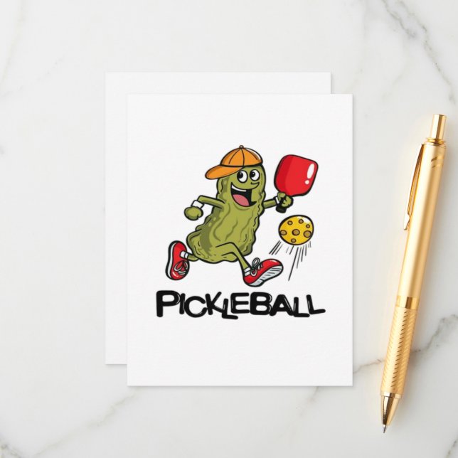 Funny Pickle Playing Pickleball  Enclosure Card (Front/Back In Situ)