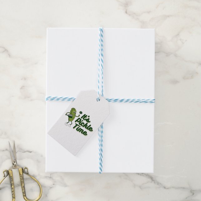 Funny Pickle Playing Pickleball  Gift Tags (With Twine)