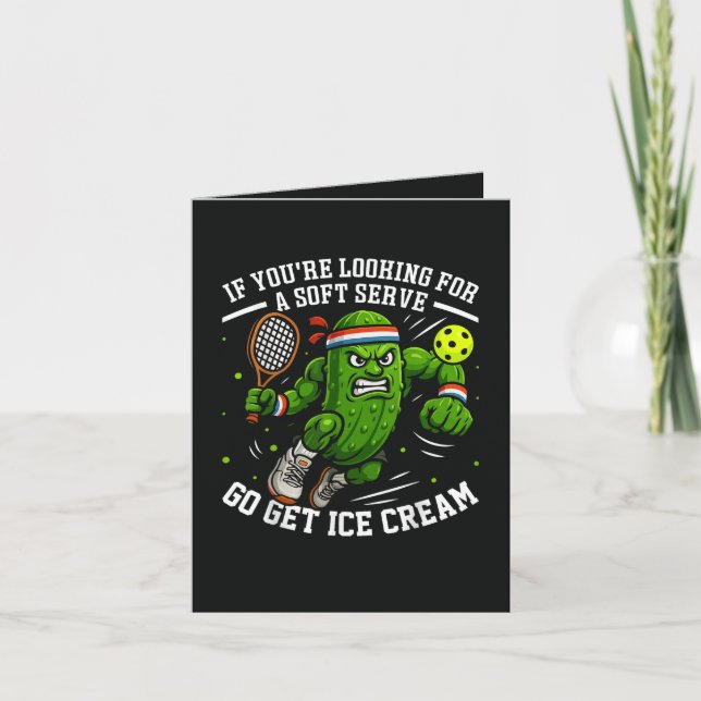 Funny Pickle Playing Pickleball Holiday Card (Front)