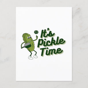 Funny Pickle Playing Pickleball Holiday Postcard