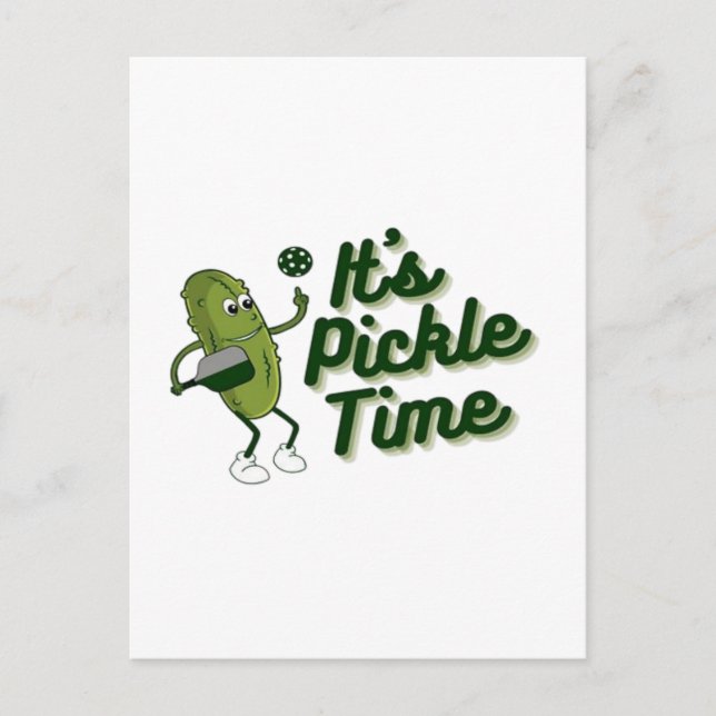 Funny Pickle Playing Pickleball  Holiday Postcard (Front)