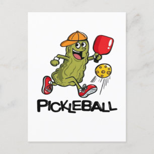 Funny Pickle Playing Pickleball  Holiday Postcard