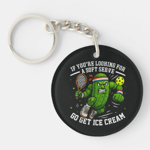 Funny Pickle Playing Pickleball Key Ring