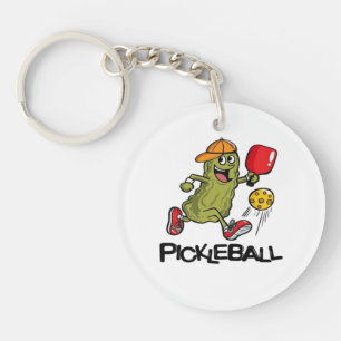 Funny Pickle Playing Pickleball  Key Ring