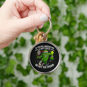 Funny Pickle Playing Pickleball Key Ring