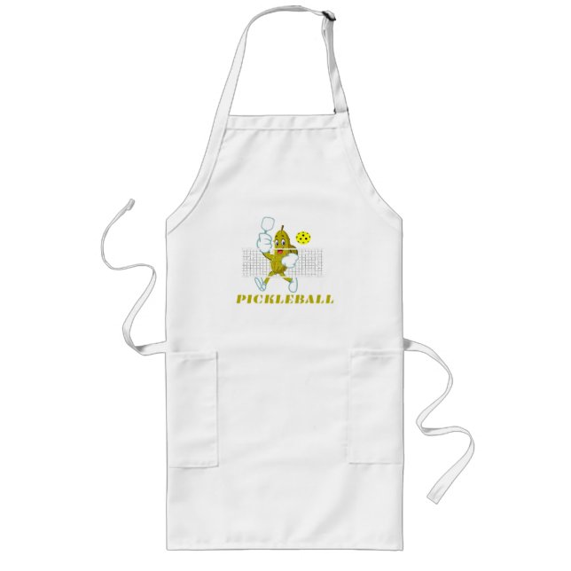 Funny Pickle Playing Pickleball  Long Apron (Front)