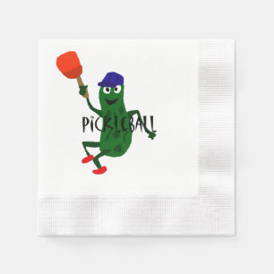 Funny Pickle Playing Pickleball Napkin