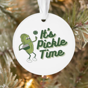 Funny Pickle Playing Pickleball  Ornament