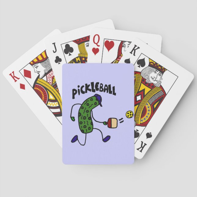 Funny Pickle Playing Pickleball Playing Cards (Back)
