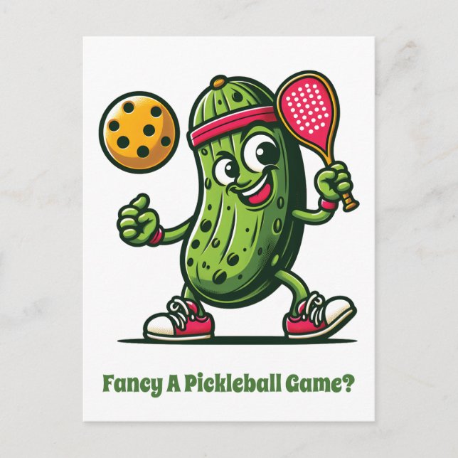 Funny pickle playing pickleball  postcard (Front)