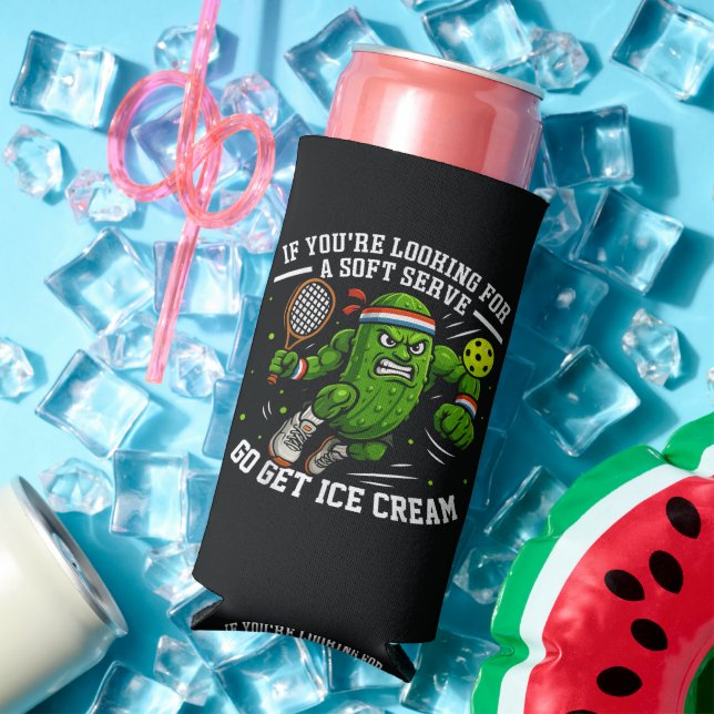 Funny Pickle Playing Pickleball Seltzer Can Cooler (In Situ Summer)