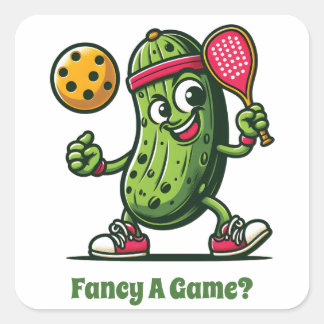 Funny pickle playing pickleball  square sticker